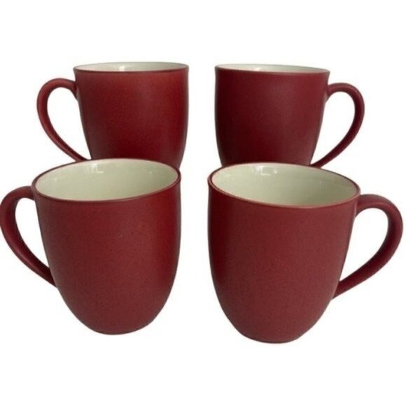 Noritake Colorwave Raspberry Stoneware 12 Oz Mugs - Set Of 4 # 8045Y - Picture 1 of 14